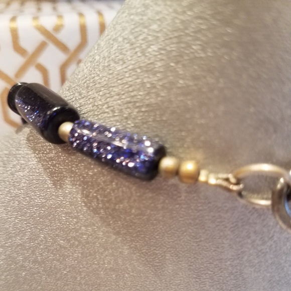 Midnight Shimmer Blue Goldstone Bead Necklace - Picture 6 of 8